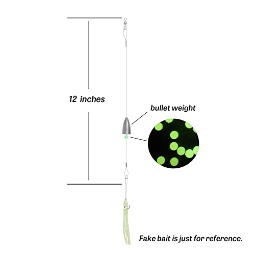 Carolina Rigs for Fishing- 12 Inch Steel Fishing Leaders with Fishing Weight, Pre Rigged Carolina Rigs with Fishing Weight 1/6oz, 1/4oz, 1/2oz, 10 Pcs - size: 1/6 oz; 12 Inch