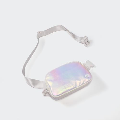 Pander Two Way Zipper Fanny Pack Nylon Everywhere Belt Bag for Women, Water Repellent Waist Packs, Crossbody Bags with Adjustable Strap(Iridescent). - color: Iridescent