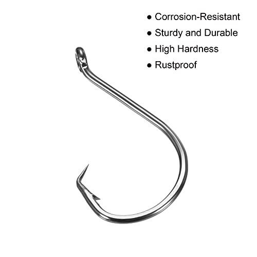 PATIKIL Fishing Circle Hooks, Carbon Steel Offset Hook with Barbs for Freshwater Saltwater - size: 34mm/1.34"