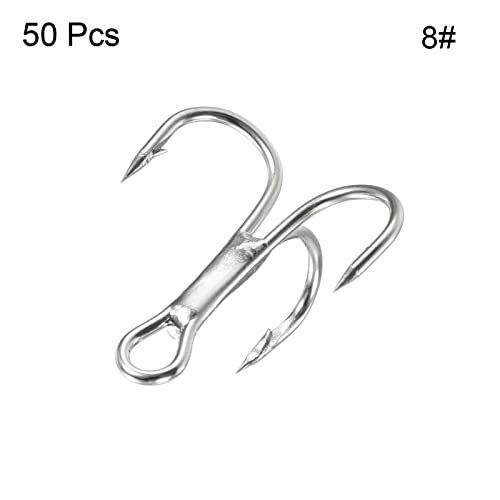 PATIKIL Treble Fish Hooks, Carbon Steel Sharp Round Bend Hook Triple Barbed Hook for Freshwater Saltwater - color: White, size: 17mm/0.67"