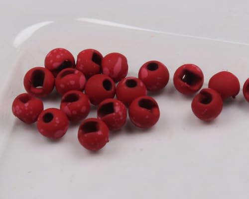 Hareline Fly Tying Mottled Tactical Slotted Tungsten Beads – Natural Finish Weighted Jig Beads, 20 Pack - color: Red, size: 7/32 5.5mm