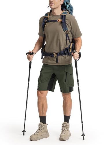 Moosehill Men's Hiking Cargo Shorts: Quick Dry Lightweight Stretch Outdoor Fishing Camping with 9 Pockets (Self-Storing) - color: Army Green, size: 42