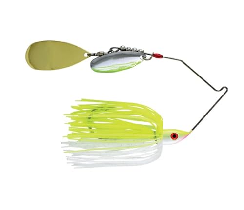 Luck E Strike Hydra-Vibe Spinner Bait with Custom Blades - color: Chartreuse/White, size: 1/2 OZ
