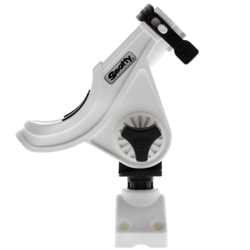 Scotty 0280-WH Baitcaster/Spinning Rod Holder, with# 241 Side Deck Mount, White