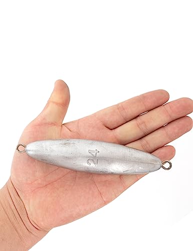 BLUEWING Torpedo Sinker Through Wire Fishing Weight Saltwater Bullet Lead Double Ringed 2oz-48oz - style: #10 24 Ounce, 2 Pack