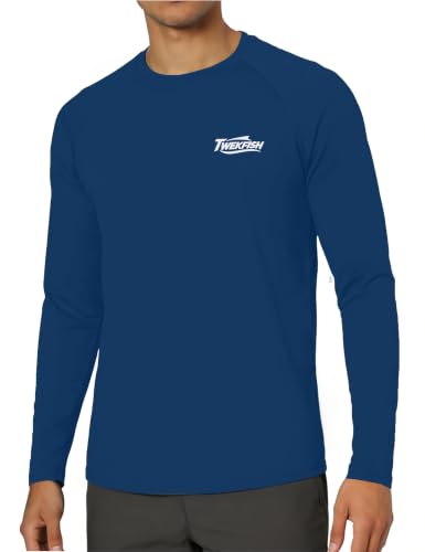 Men's UPF 50+ Sun Fishing Shirt, Long Sleeve UV Protection Tee, Quick Dry Rash Guard for Outdoor Swim Hiking - color: Cobalt Blue (Retro Marlin), size: Small