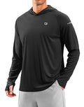 Men's Sun Protection Hoodie Shirts Long Sleeve UPF 50+ Swim Shirts for Men Rash Guard Fishing Shirt Quick Dry - color: Black, size: 3X-Large