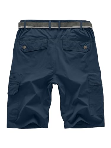 Jessie Kidden Mens Outdoor Casual Expandable Waist Lightweight Water Resistant Quick Dry Fishing Hiking Shorts - color: Navy, size: 44 Long