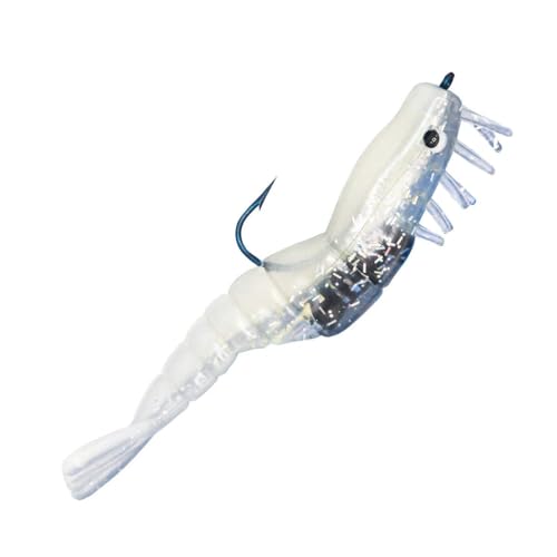 Charlie's Worms Artificial Fishing Bait Charlie's Shrimp Trio Freshwater Saltwater Bass Fishing Lures Scented Soft Bait 3pk - color: Glow & Silver Glitter