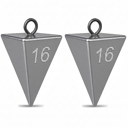 Pyramid Sinkers for Surf Fishing – Lead Fishing Weights, No-Roll Bottom Hold - style: 16oz-2pcs