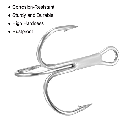 PATIKIL Treble Fish Hooks, Carbon Steel Sharp Round Bend Hook Triple Barbed Hook for Freshwater Saltwater - color: White, size: 26mm/1.02"