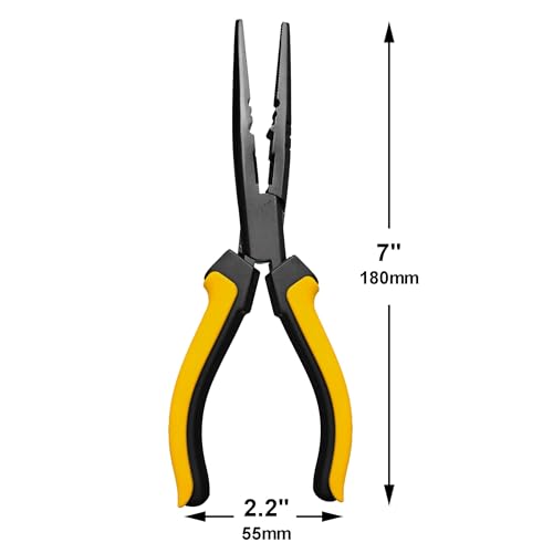 7-inch Fishing Pliers with Rust-resistant Teflon Coating, Fresh/Sea Fishing Tools, Comfortable Grip Fishing Gear for Fishing Trips - style: 7" Straight Nose