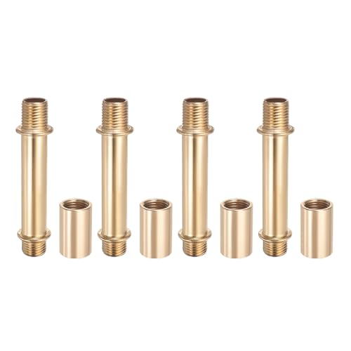 PATIKIL Straight Pipe Lamp Stems Rod Kit, 4 Set M10 Carbon Steel 50mm(1.97") Long Double End Thread Rod with Coupling Nuts Sleeve Connector for Table Lamps Chandeliers,Gold - color: Gold, size: 50mm(1.97")