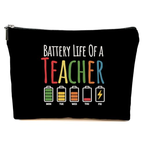 JIUWEIHU Teacher Appreciation Gifts Makeup Bag, Funny Teacher Cosmetic Bags Travel Organizer Bag Zipper Pouch, Sister Birthday Teachers Gifts for Women Sister Mom Friend Colleague - color: Multicolor 0055