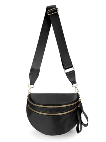 Pure Colour Crossbody Bag Bum Bag for Women,Spacious Purse Fanny Packs Belt Bag,Oversized Bum Bag (Colour Bum Bag-Black) - color: Colour Bum Bag-Black