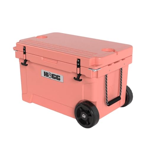 Hogg Rotomolded Coolers, Ice Chest with Wheels, Wheeled Cooler, Rotomolded Ice Chest, Dry Storage, Fishing and Camping Items, Birthday Gifts for Men - color: Desert Flower, size: 45qt