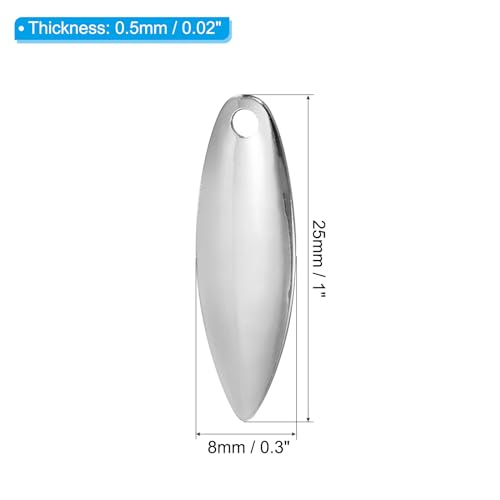 PATIKIL Fishing Lure Blades Willowleaf Lure Making for DIY Bait - color: Silver, size: 1"x0.3"