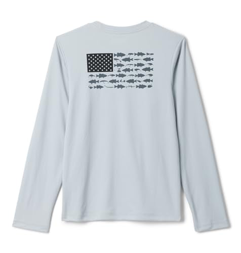 Columbia Youth Boys PFG Terminal Tackle Fish Flag Long Sleeve Shirt, Cool Grey Graphic, Medium