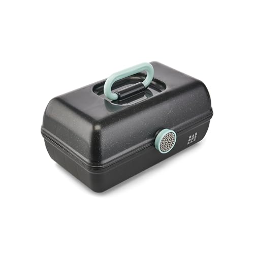 Caboodles On-The-Go Girl Makeup Box, Black Sparkle, Show Girl Collection, Hard Plastic Makeup Organizer Box, Built-In Mirror, Secure Latch for Safe Travel, Spacious Storage for Large Items - color: Black Sparkle Show Girl