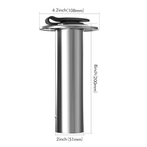 Boat Fishing Rod Holder,2Pcs 15/30/90 Degree Stainless Steel 316 Flush Mount Rod Holders for Fishing Boat,with PVC Cap,Inner Tube and Gasket - color: Black Insert with Cap, size: 90 Degree