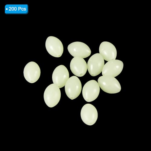 PATIKIL Glow Fishing Beads Soft Plastic Oval Rubber Luminous Fishing Bait Eggs Rig Bead Tackle Lures Accessories with Storage Box - color: White, size: 10x7mm