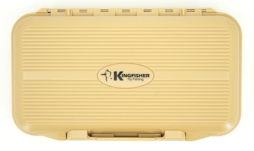 Kingfisher Waterproof Dry Fly Fishing Box with Leaf - color: Tan, size: Foam A Box