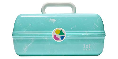 Caboodles On-The-Go Girl Makeup Box, Turquoise on Marble, Hard Plastic Makeup Organizer Box, Built-In Mirror, Secure Latch for Safe Travel, Spacious Storage for Large Items - color: Seafoam Marble