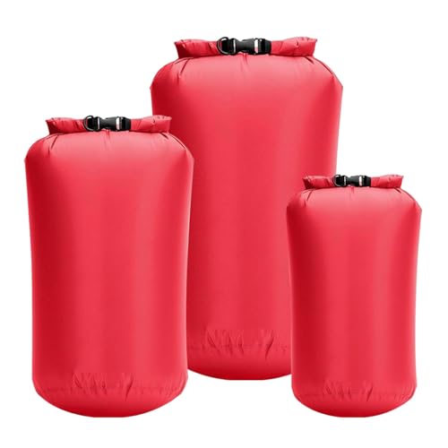 Waterproof Dry Bags 3 Pack (5L, 10L, 20L) - Lightweight Waterproof Storage Bags for Travel, Boating, Fishing, Rafting, Swimming, Camping & Outdoor Activities - Durable & Compact Design, Red - color: Red