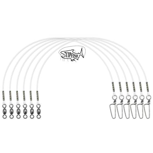Fishing Fluorocarbon Leader with Crane Swivel and Snaps - Heavy Duty 20-80lb Fluorocarbon Leader Connects Lures, Bait, or Hooks for Saltwater & Freshwater Fishing - color: Clear Fluoro Leader(6Pack), size: 50LB, 20"