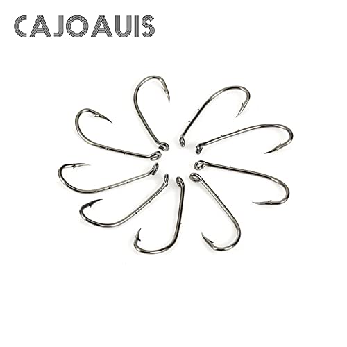 Baitholder Fishing Hooks 100pcs/ Pack Barbed Shank Down Eye Fishing Offset Hooks(8#-6/0) - size: 4/0-100PCS