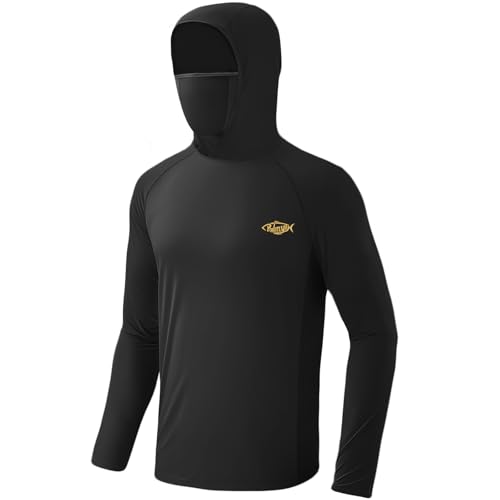Palmyth Fishing Hoodie for Men Long Sleeve Sun Protection UV UPF 50+ Shirts - color: Black/Endless Stream, size: Large