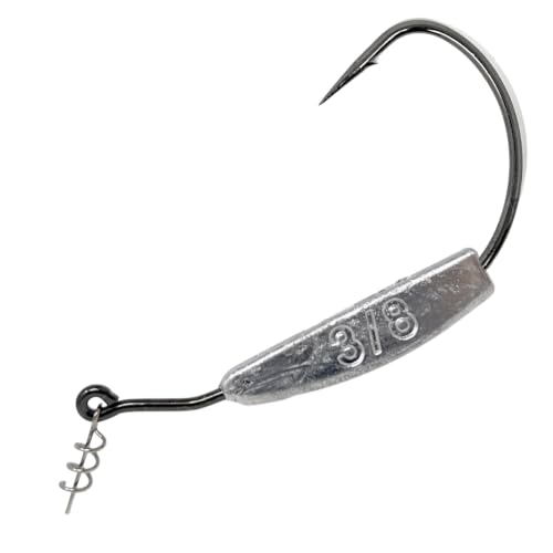 Reaction Tackle Weighted Swimbait Hooks - Weedless Belly Weighted Hooks with Twist Lock Bait Keeper for Soft Plastic Swimbaits - Bass Fishing Hooks (10-Pack) - size: 3/8oz 8/0