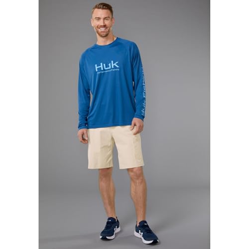 HUK Men's Pursuit Vented Long Sleeve Fishing Shirt (+30 UPF) - color: Set Sail, size: Small