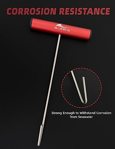 BLUEWING Fishing Hook Remover 12in/24in Stainless Steel Fish Dehooker Saltwater Push and Pull Dehooking Tool, Twist Resistance Design 1pc - color: Red, size: 24", style: Single Curve Design