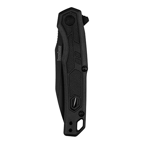 Kershaw Appa Pocket Knife, All-Black, 2.75 Inch Steel Partially Serrated Reverse Tanto Blade, EDC with Assisted Opening, Reversible Pocketclip, Everyday Carry Pocket Knife for Men and Women - color: Black Serrated