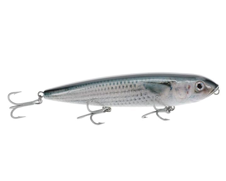 Strike King Sexy Dawg Hard Knock Saltwater Hard Bait Fishing Lure, 4.5", 5/8 oz, Steel Sound Chamber, 3D Eyes - color: Natual Mullet