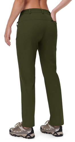 Rdruko Women's Hiking Pants Lightweight Quick Dry Water Resistant Outdoor Travel Fishing Pants with Pockets - color: 02 Army Green, size: XX-Large