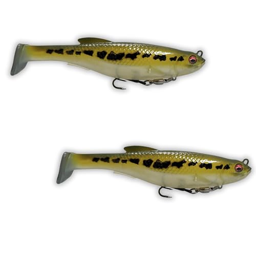 USA Bass Tackle Magnum Swimbait - Paddle Tail Swimbaits Pre Rigged Fishing Lures Premium Lure with Strong Owner Hook, Magdraft Style Bait for Giant Freshwater Predator Fish - color: Leia's Baby Bass