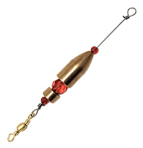 Reaction Tackle Carolina Rigs for Bass Fishing- Freshwater Saltwater - Brass Pre Rigged Kit- Fishing Weights Barrel Sinkers 6-Pack - color: Brass, size: 3/8 Oz