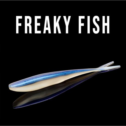 Lunker City Fishing 4.5" Freaky Fish Split Tail Soft Plastic Minnow Bass Lure Stick Bait Shad Jerkbait, 8 Per Bag, Made in The USA - color: 06 Arkanasas Shiner
