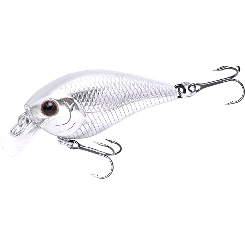 Lucky Craft LC 0.3 Squarebill Crankbait, Silent Fishing Lure for Bass Trout and Pike, Made in Japan, Freshwater Fishing Gear, Hard Bait Bass Lures - color: 074 Chrome