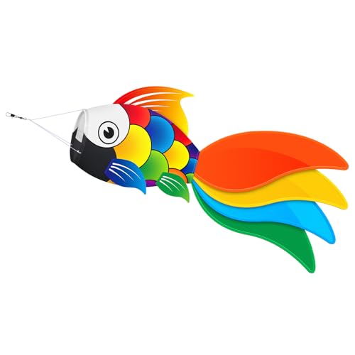SGftre 40 Inch Heavy Duty Fish Windsock,Decorative Wind Sock for Outdoor Patio, Garden & Gazebo,Perfect for Easter, Valentine's Day & Independence Day Celebrations（Fish windsock - Colorful） - color: Fish windsock - colorful