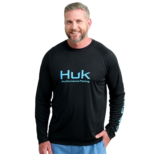 HUK Men's Pursuit Vented Long Sleeve Fishing Shirt (+30 UPF) - color: Black, size: Small
