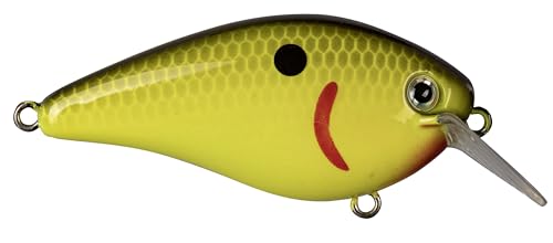 Strike King KVD 1.5 Hard Knock Fishing Lure, 3/8 oz, 3D Lifelike Eyes - color: Chartreuse with Black Back, size: 3/8oz