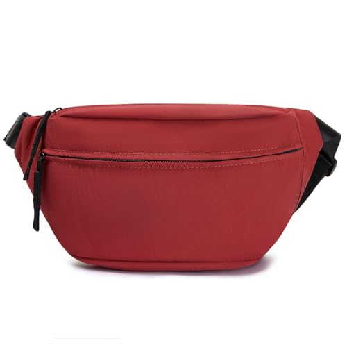 Women Sling Bags Girl Fanny Pack Crossbody Handbag Men Shoulder Bag Unisex Classic Nylon Waist Packs Purse Hiking Chest Bag, Easy Carry Any Phone, Wallet, Red - color: Red
