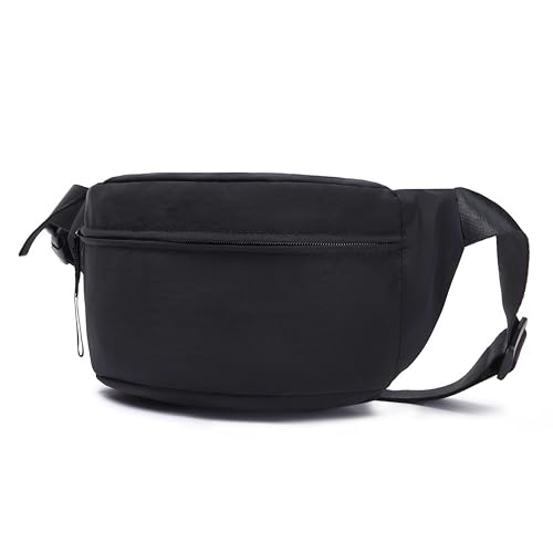 Large Capacity Nylon Women Sling Bags Girl Fanny Pack Light Weight Crossbody Bag Men Shoulder Bag Unisex Classic Waist Packs Purse Hiking Roomy Chest Bag, Easy Carry Any Phone,Wallet - color: Black