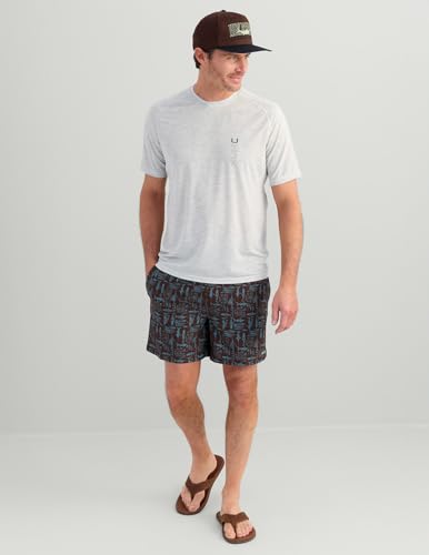 HUK Men's Drift Short Sleeve Lightweight Jersey Crew, Performance Fishing Shirt with UPF Sun Protection - color: Harbor Mist Heather, size: Medium