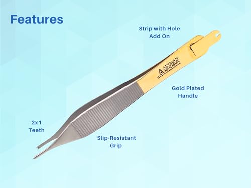 ARTMAN INSTRUMENTS Adson Forceps Kocher with Skin Stopper 4.75" Straight Fine Point 1X2 Teeth