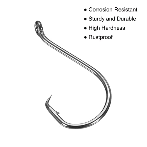 PATIKIL Fishing Circle Hooks, Carbon Steel Offset Hook with Barbs for Freshwater Saltwater - size: 36mm/1.42"