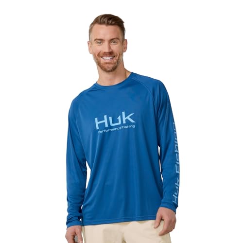 HUK Men's Pursuit Vented Long Sleeve Fishing Shirt (+30 UPF) - color: Set Sail, size: Small
